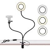 Webcam Light Stand for Live Stream, Selfie Ring Light with Webcam Mount for Logitech C925e, C922x,...