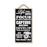 Honey Dew Gifts Life is Like a Camera 5 inch by 10 inch Hanging Decor, Inspirational Wall Art,...