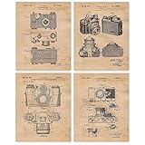 Classic Film Camera Patent Prints, 4 (8x10) Unframed Photos, Wall Art Decor Gift for Home Office...