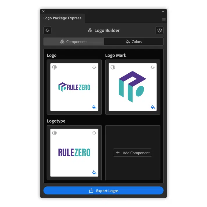 Logo Package Express Builder Screen