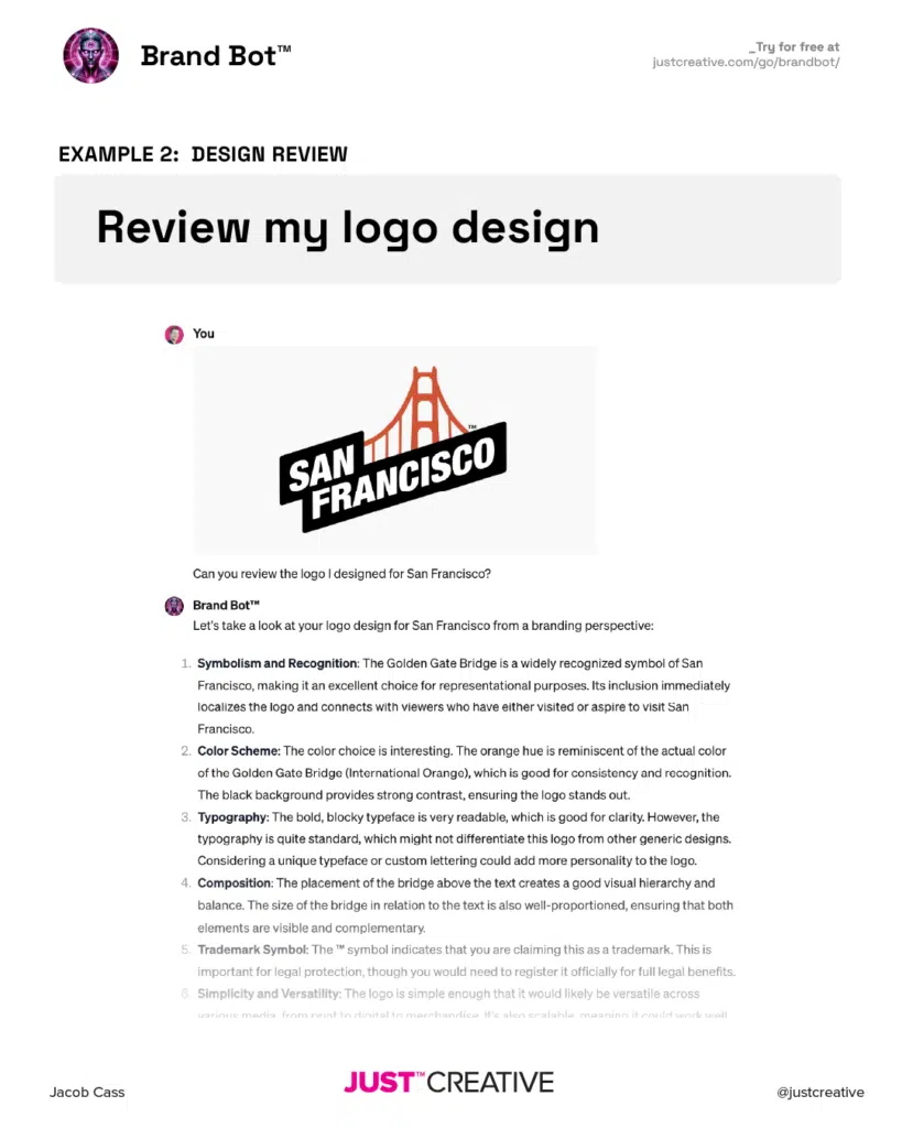 BrandBot™ Example: Review Logo Design using AI