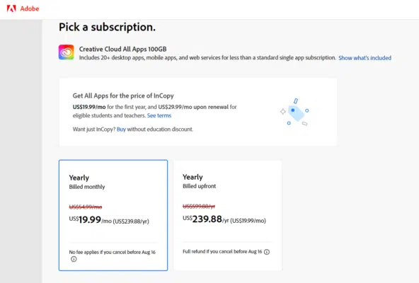 Adobe InCopy Student and Teacher Plan