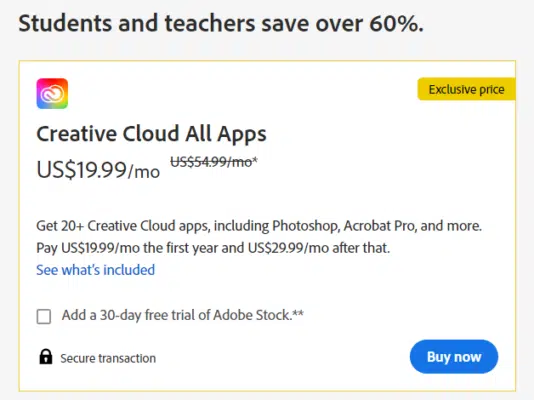 Adobe Lightroom Student and Teacher Plan