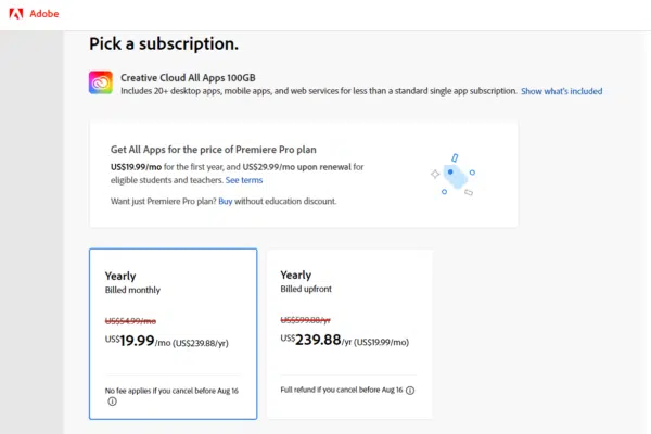 Adobe Premiere Pro Student and Teacher Plan