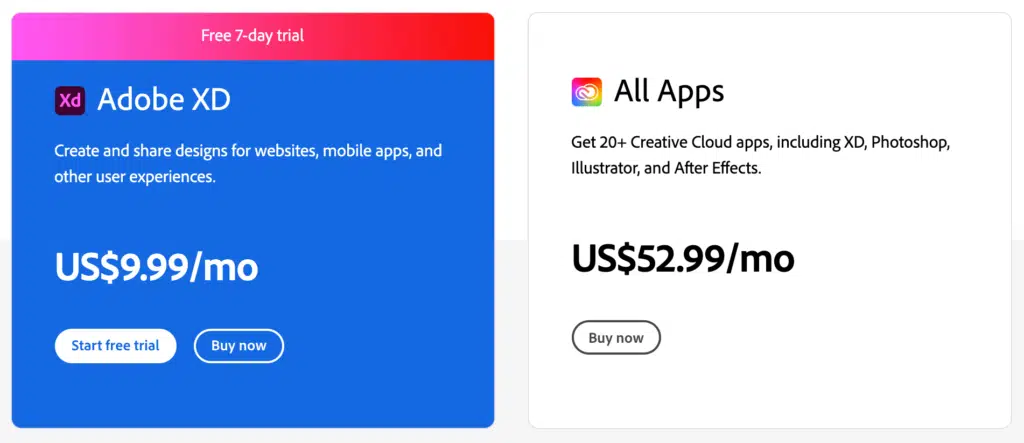 Adobe XD Pricing