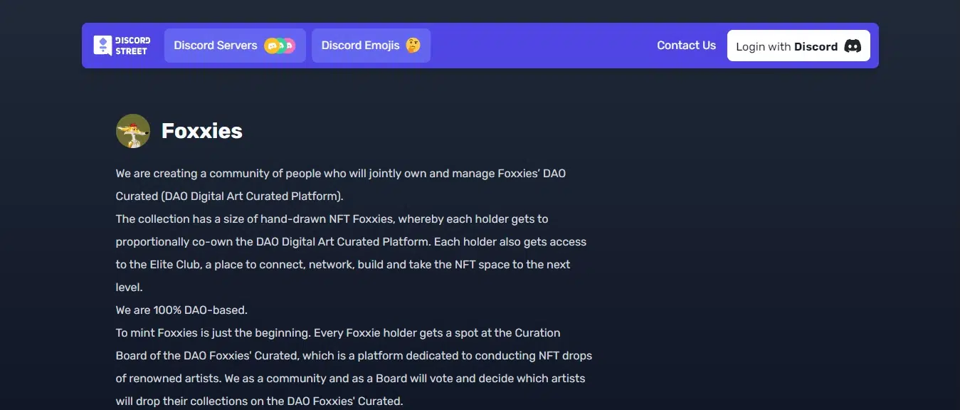 Foxxies NFT Discord Community