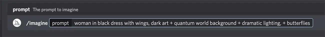 Midjourney AI-generating prompt area in Discord
