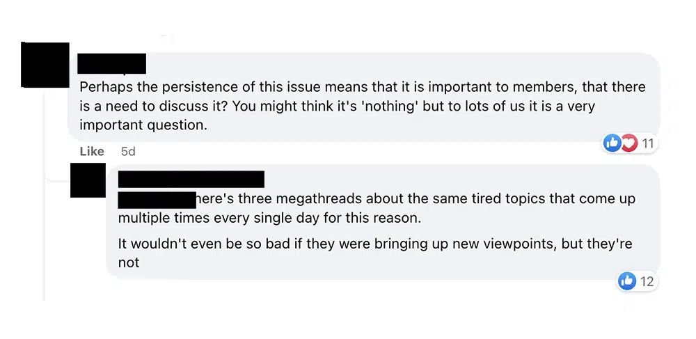 Example comments from AI Facebook Groups
